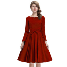 Belle Poque Stock Red Long Sleeve 50s Retro Vintage Party Dress BP000192-3